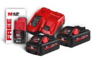 Енергокомплект акумуляторний Li-Ion MILWAUKEE, M18 HNRG-302 (+заряд.пристрій, 2 акум. M18 HB3(3Аг), 1 акум. M12 B2 2А