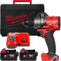 Аккумуляторная дрель-шуруповерт, крут. мом. 158 Нм, M18 FDD3-502X MILWAUKEE 4933479863 (+2 акумулятори, зарядний пристрій, HD ке