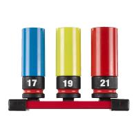 Набір головок AUTO для гайковерта 17/19/21мм (3шт.) MILWAUKEE на магнітній рейці