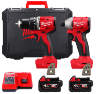 Набір з двох інструментів безщіткових акумуляторних M18 BLCPP2A-402C (M18 BLPDRC, M18 BLIDRC) (+2 акумулятори, зарядний пристрій