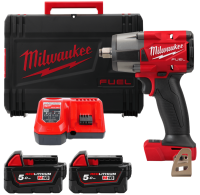 Гайкокрут імпульсний компактний 1/2" (881 Нм) з фрикційним кільцем MILWAUKEE M18 FMTIW2F12-502X , (+ заряд.пристрій, 2 акум., HD