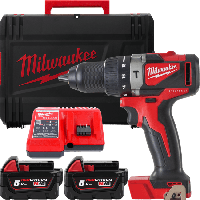 Дриль-шурупокрут з ударом акумуляторний MILWAUKEE, M18 BLPD2-502X, 82Нм (+ заряд.пристрій, 2 акум.Х