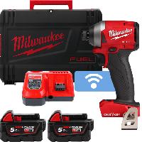 Гвинтокрут акумуляторний 1/4" HEX MILWAUKEE, M18 ONEID2-502X, 226Нм (+ заряд.пр.,2 акум.Х5Аг,HDкейс)