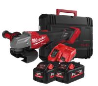 Шліфмашина кутова акумуляторна MILWAUKEE, M18 FHSAG125XPDB2-802X, діаметр 125мм (зарядний пристрій, 2акум. Х 8 Аг, HDкейс)