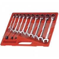 Набор ключей рожково-накидных с трещоткой 8-19мм 10ед.